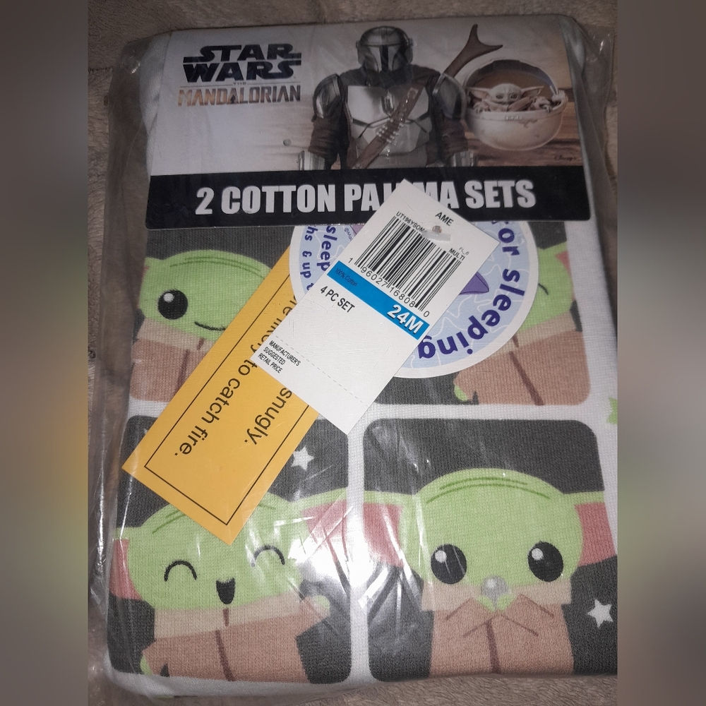 New Star Wars Mandalorian Kids 2 Pack Pajama Set Size 24 Month Boys NWT